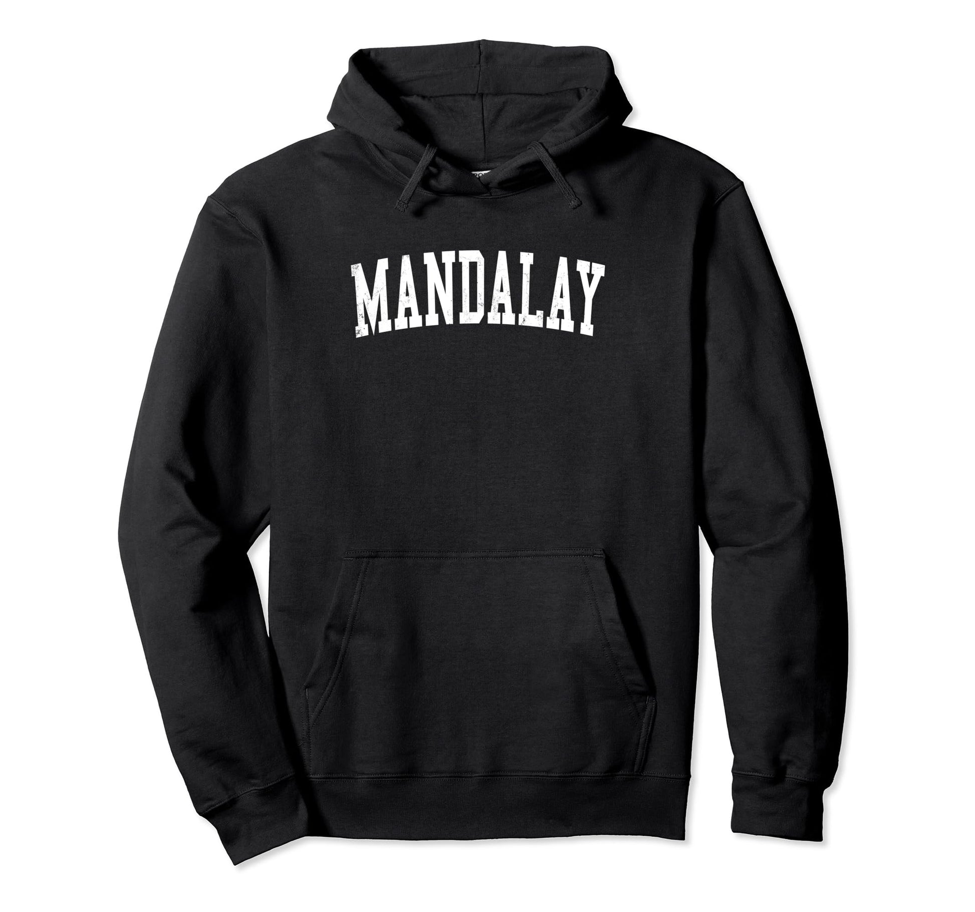 Mandalay Myanmar Distressed White Varsity Hoodie - Custom Art Print Unisex - T-Shirt, Sweatshirt, Hoodie
