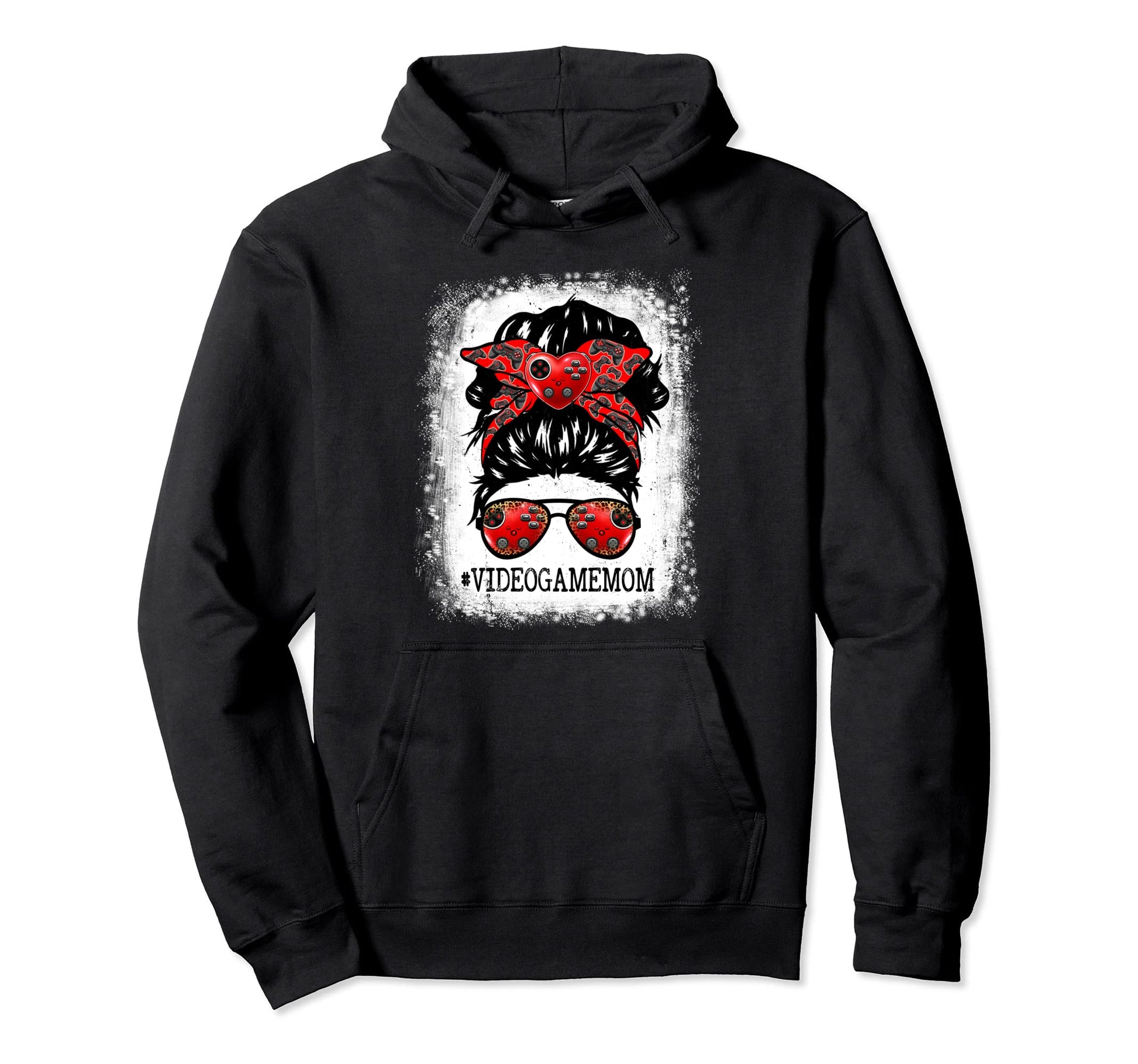 Video Game Mom Messy Bun Hair Player Mom Hoodie - Aesthetic Graphic Unisex - T-Shirt, Sweatshirt, Hoodie