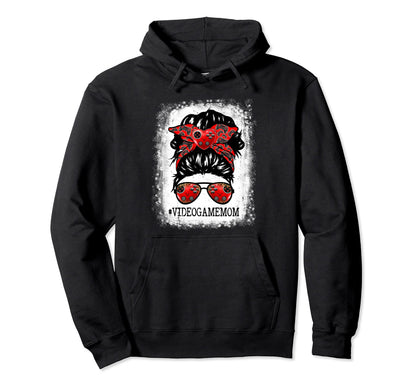 Video Game Mom Messy Bun Hair Player Mom Hoodie - Aesthetic Graphic Unisex - T-Shirt, Sweatshirt, Hoodie