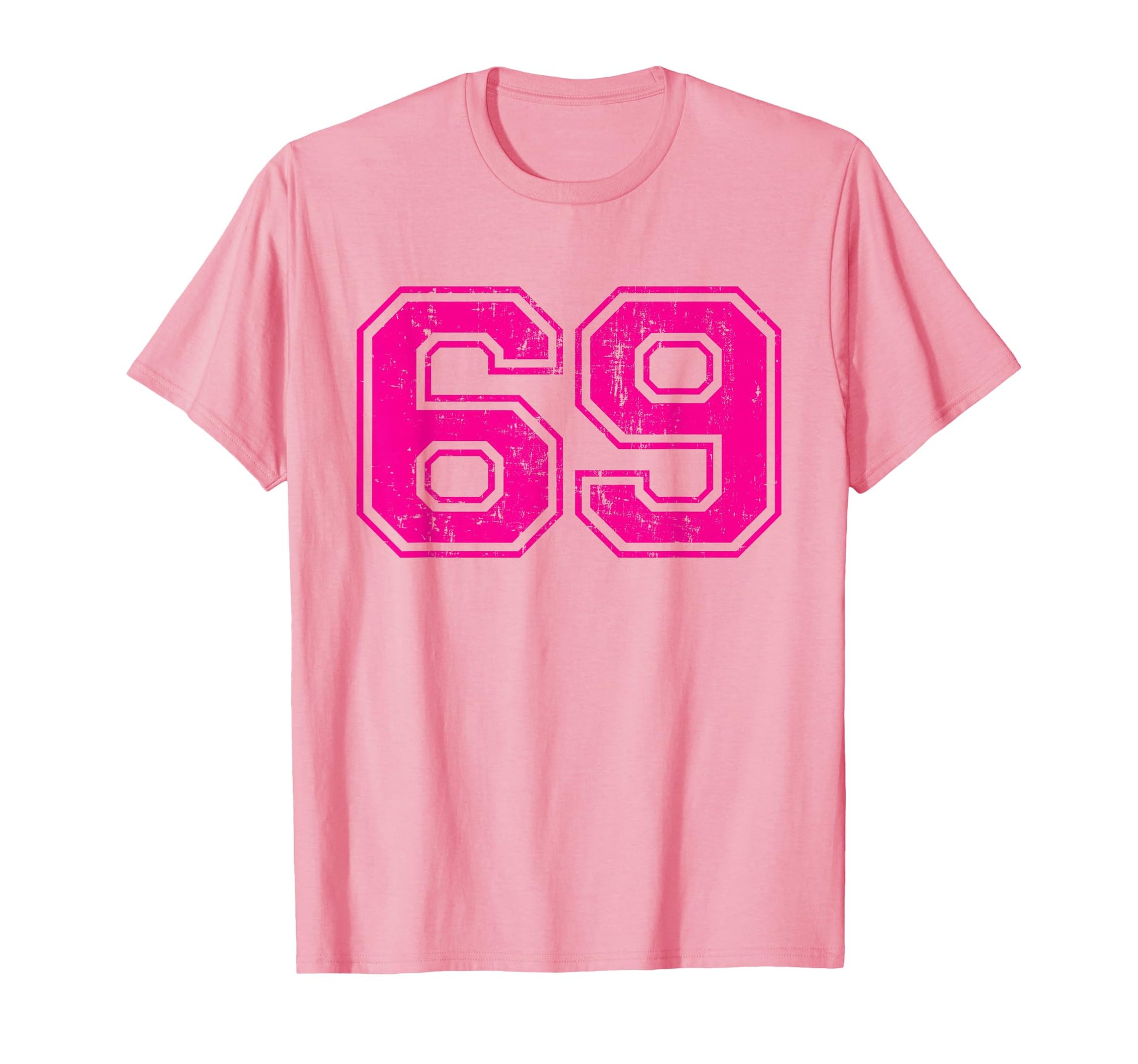 Number 69 Varsity Distressed Sport T-Shirt - Fun Novelty Design Unisex - T-Shirt, Sweatshirt, Hoodie