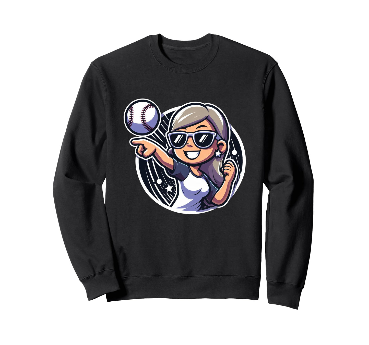 Baseball Player Sister Mother Fan Sweatshirt - Fun Novelty Design Men Women - T-Shirt, Sweatshirt, Hoodie