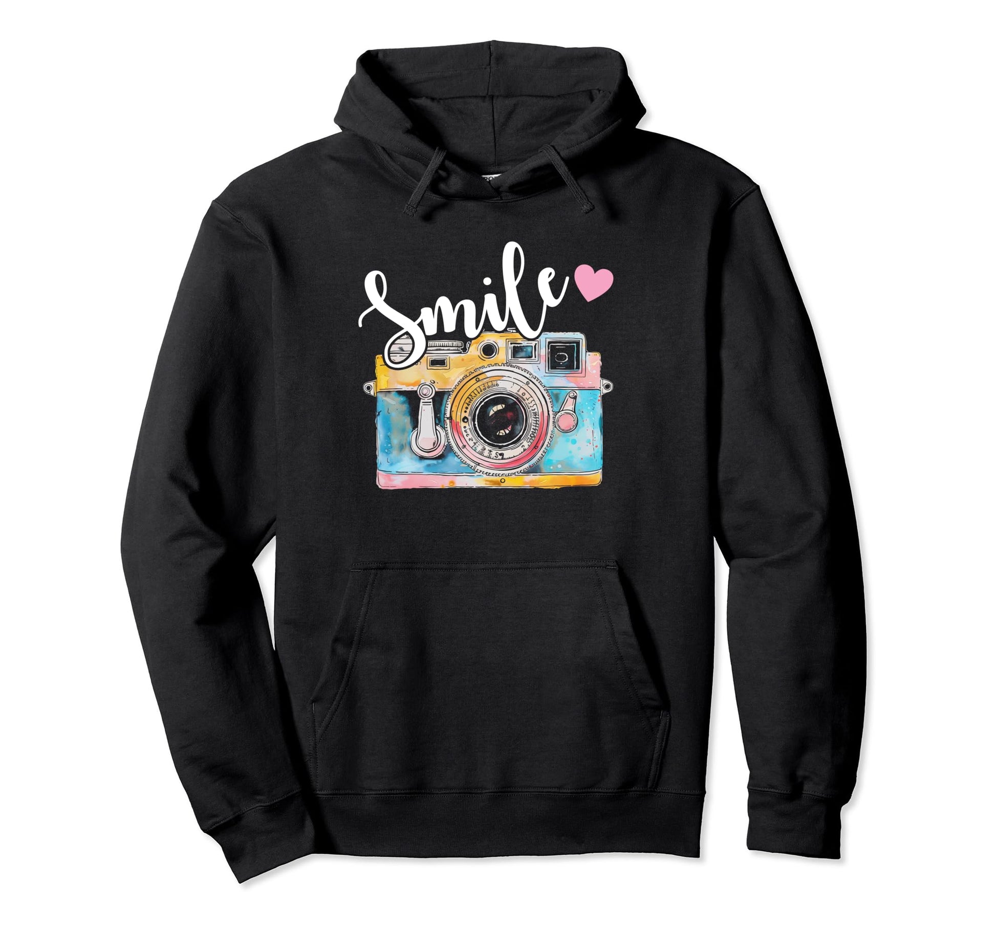 Photographer Smile Camera Funny Hoodie - Unique Graphic Men Women - T-Shirt, Sweatshirt, Hoodie