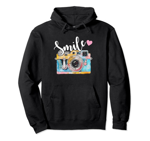 Photographer Smile Camera Funny Hoodie - Unique Graphic Men Women - T-Shirt, Sweatshirt, Hoodie