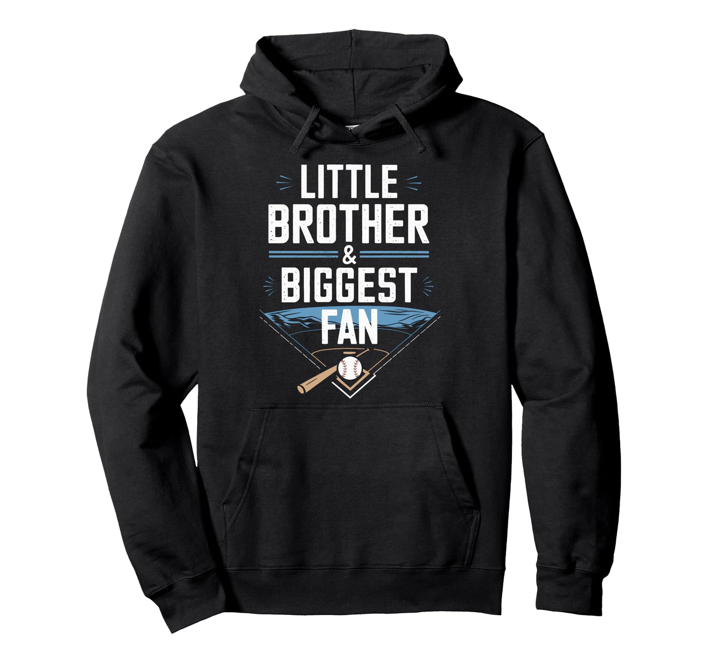 Funny Baseball Little Brother Biggest Fan Hoodie - Graphic Print Unisex - T-Shirt, Sweatshirt, Hoodie