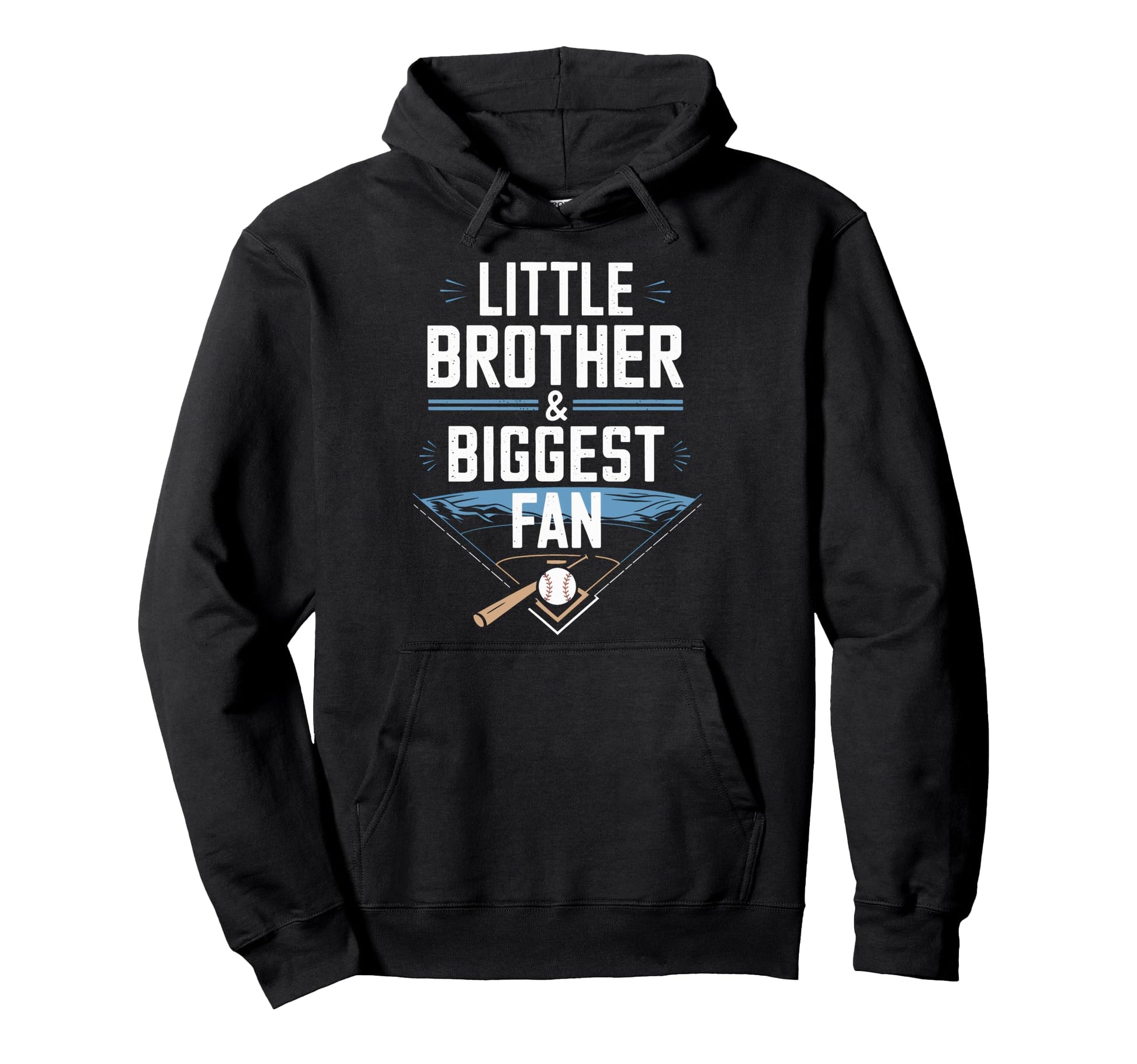 Funny Baseball Little Brother Biggest Fan Hoodie - Graphic Print Unisex - T-Shirt, Sweatshirt, Hoodie