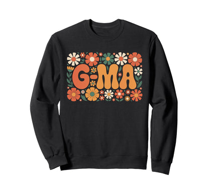 G Ma Floral Hippie Boho 70S Grandma Sweatshirt - Novelty Apparel Unisex - T-Shirt, Sweatshirt, Hoodie