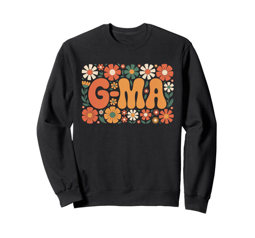 G Ma Floral Hippie Boho 70S Grandma Sweatshirt - Novelty Apparel Unisex - T-Shirt, Sweatshirt, Hoodie