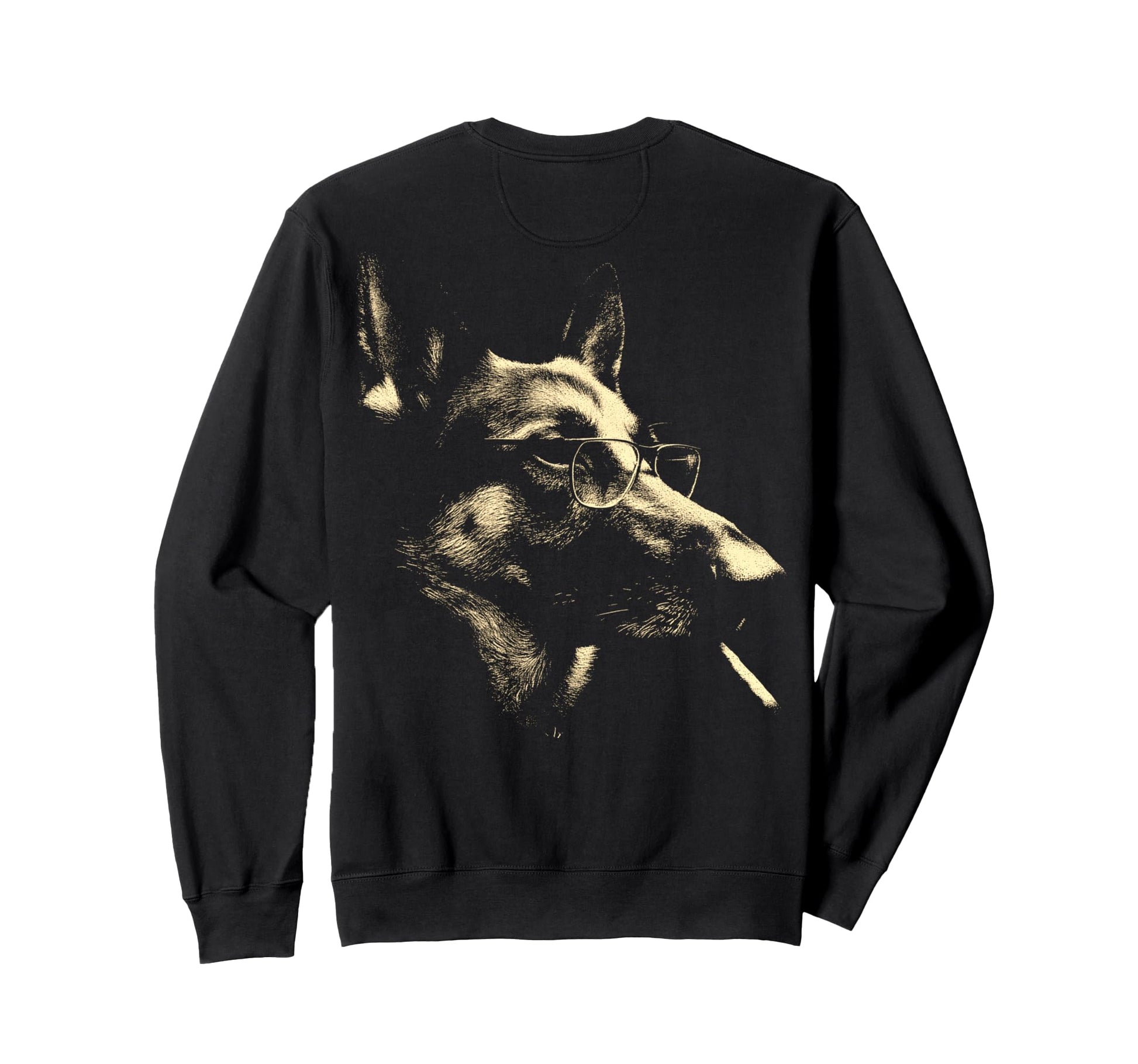 German Shepherd Glasses Smoking Sweatshirt - Custom Art Print for Adults - T-Shirt, Sweatshirt, Hoodie