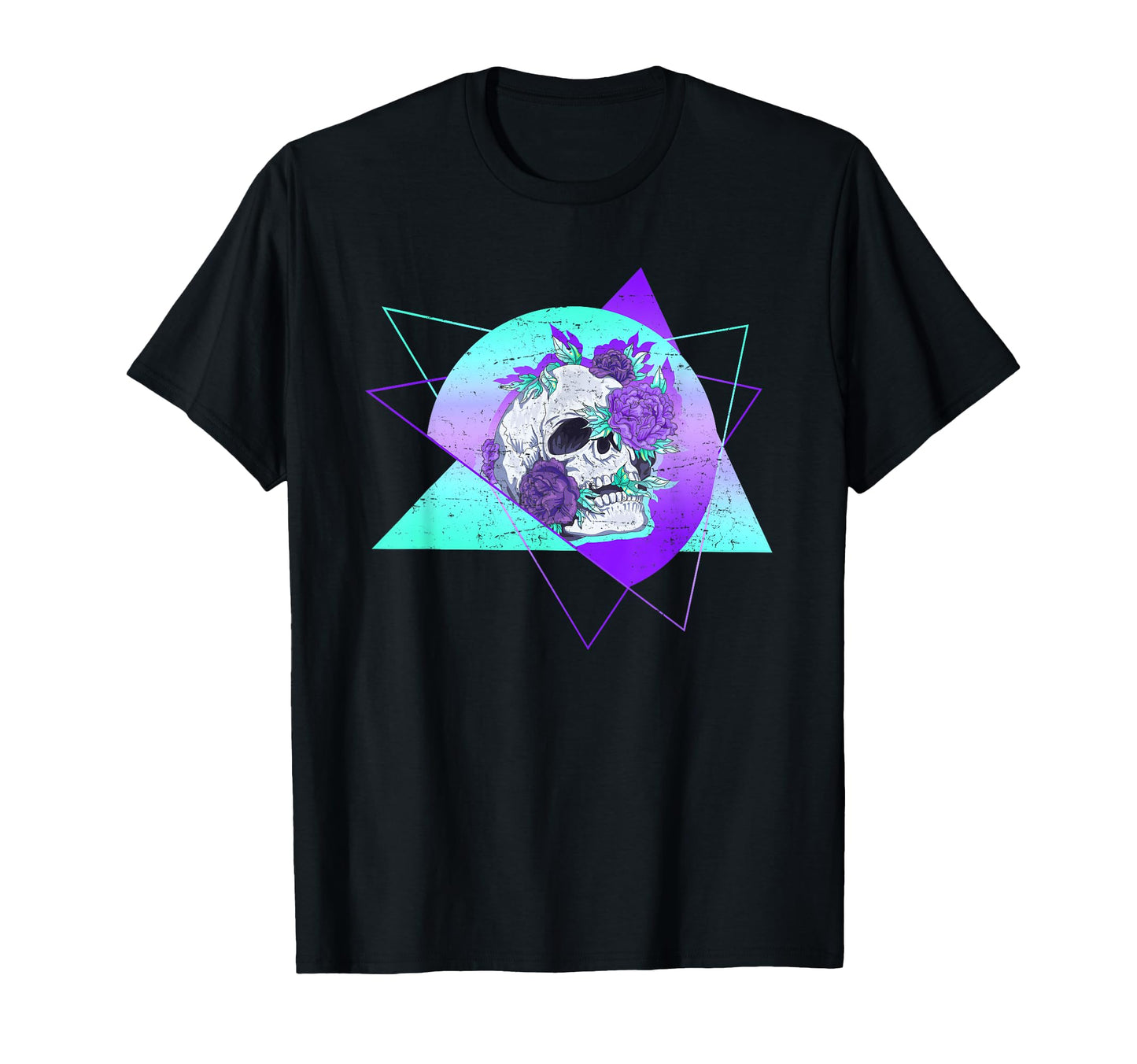 Skull Flowers Vaporwave T-Shirt - Unique Graphic Men Women - T-Shirt, Sweatshirt, Hoodie