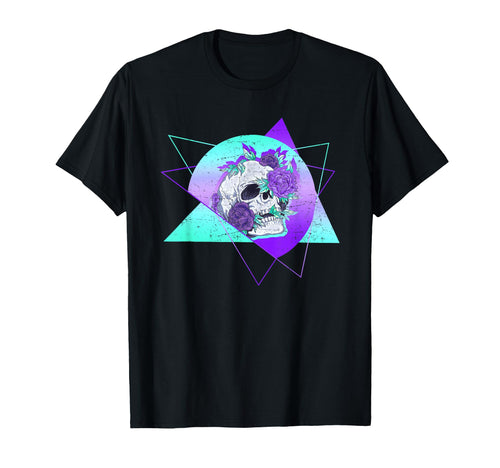 Skull Flowers Vaporwave T-Shirt - Unique Graphic Men Women - T-Shirt, Sweatshirt, Hoodie