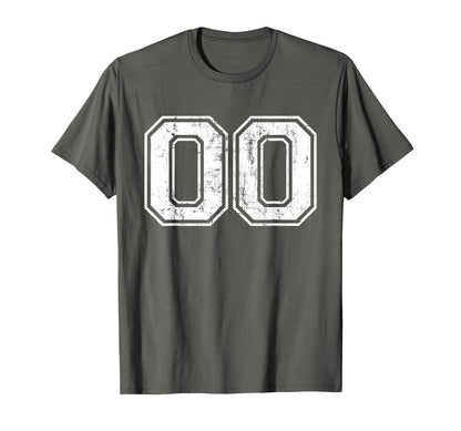 Number 00 Varsity Distressed Sports T-Shirt - Minimalist Print Men Women - T-Shirt, Sweatshirt, Hoodie