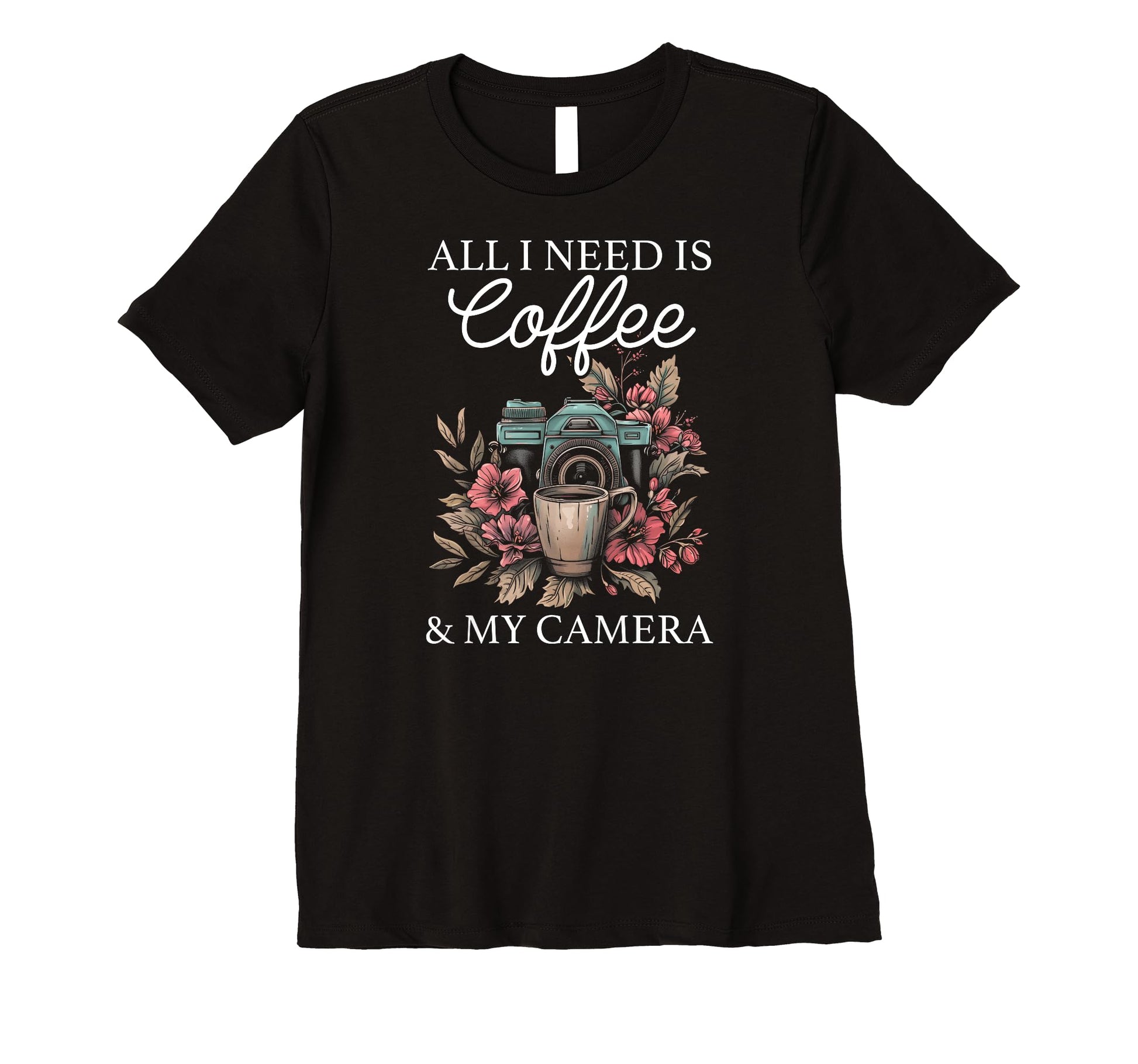 Womens Photographer Coffee Camera T-Shirt - Custom Art Print Men Women - T-Shirt, Sweatshirt, Hoodie