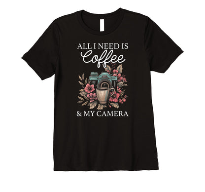 Womens Photographer Coffee Camera T-Shirt - Custom Art Print Men Women - T-Shirt, Sweatshirt, Hoodie