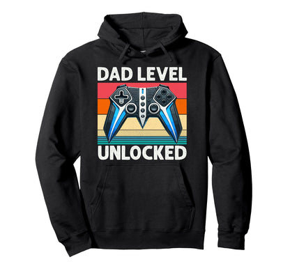 Dad Level Unlocked Controller Papa Hoodie - Custom Art Print Men Women - T-Shirt, Sweatshirt, Hoodie