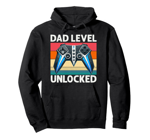 Dad Level Unlocked Controller Papa Hoodie - Custom Art Print Men Women - T-Shirt, Sweatshirt, Hoodie