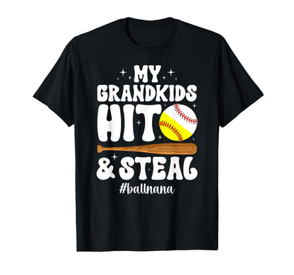 Ball Nana Groovy Baseball Softball T-Shirt - Fun Novelty Design Men Women - T-Shirt, Sweatshirt, Hoodie