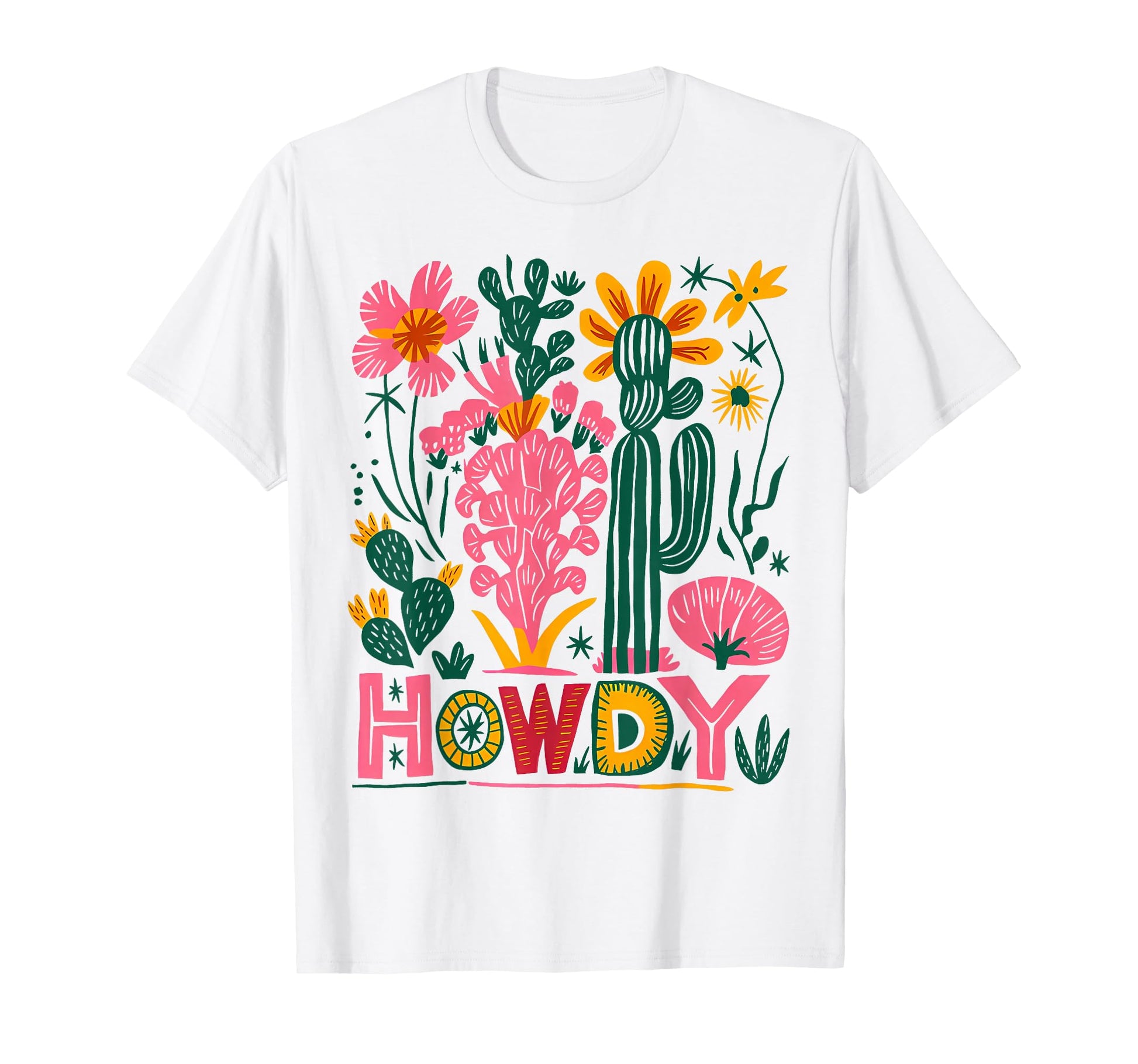 Boho Floral Cactus Wildflower Western Howdy T-Shirt - Graphic Print Unisex - T-Shirt, Sweatshirt, Hoodie