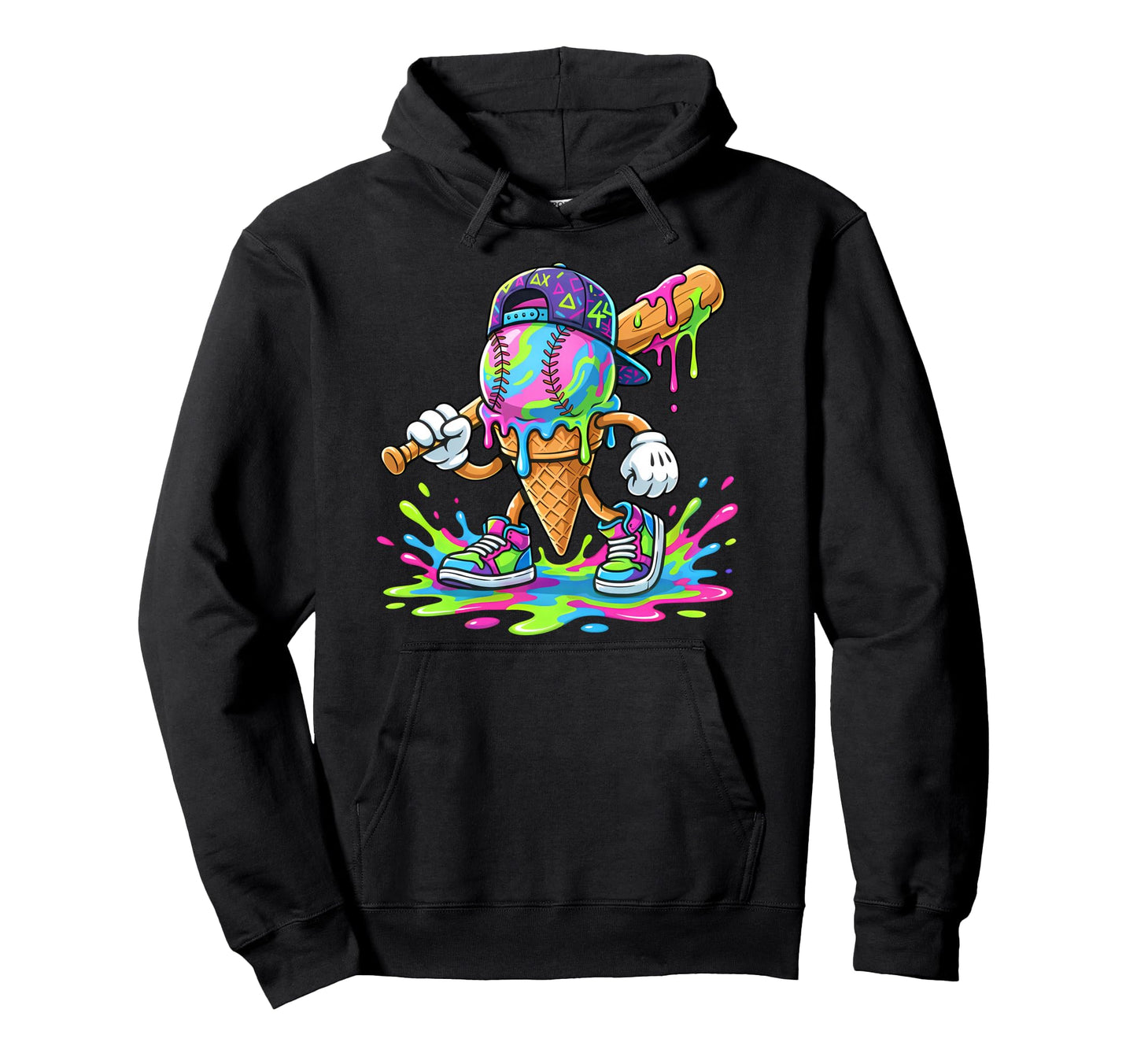 Baseball Drip Ice Cream Drip Baseball Hoodie - Minimalist Print Men Women - T-Shirt, Sweatshirt, Hoodie