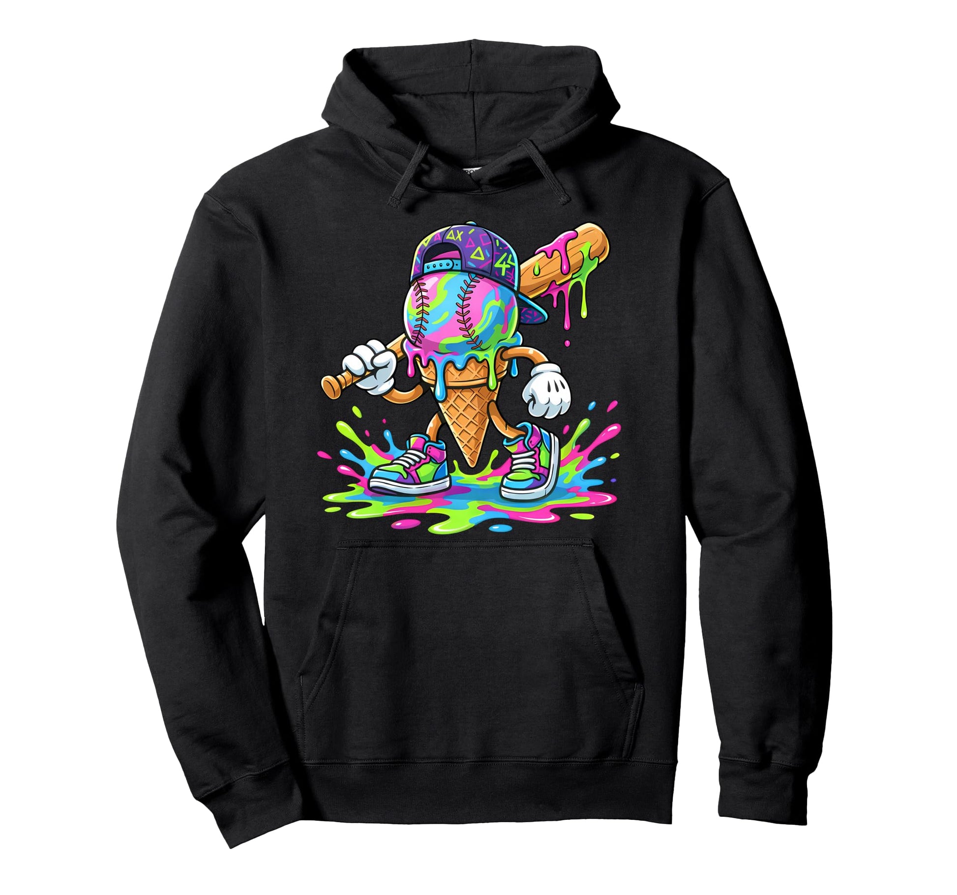 Baseball Drip Ice Cream Drip Baseball Hoodie - Minimalist Print Men Women - T-Shirt, Sweatshirt, Hoodie