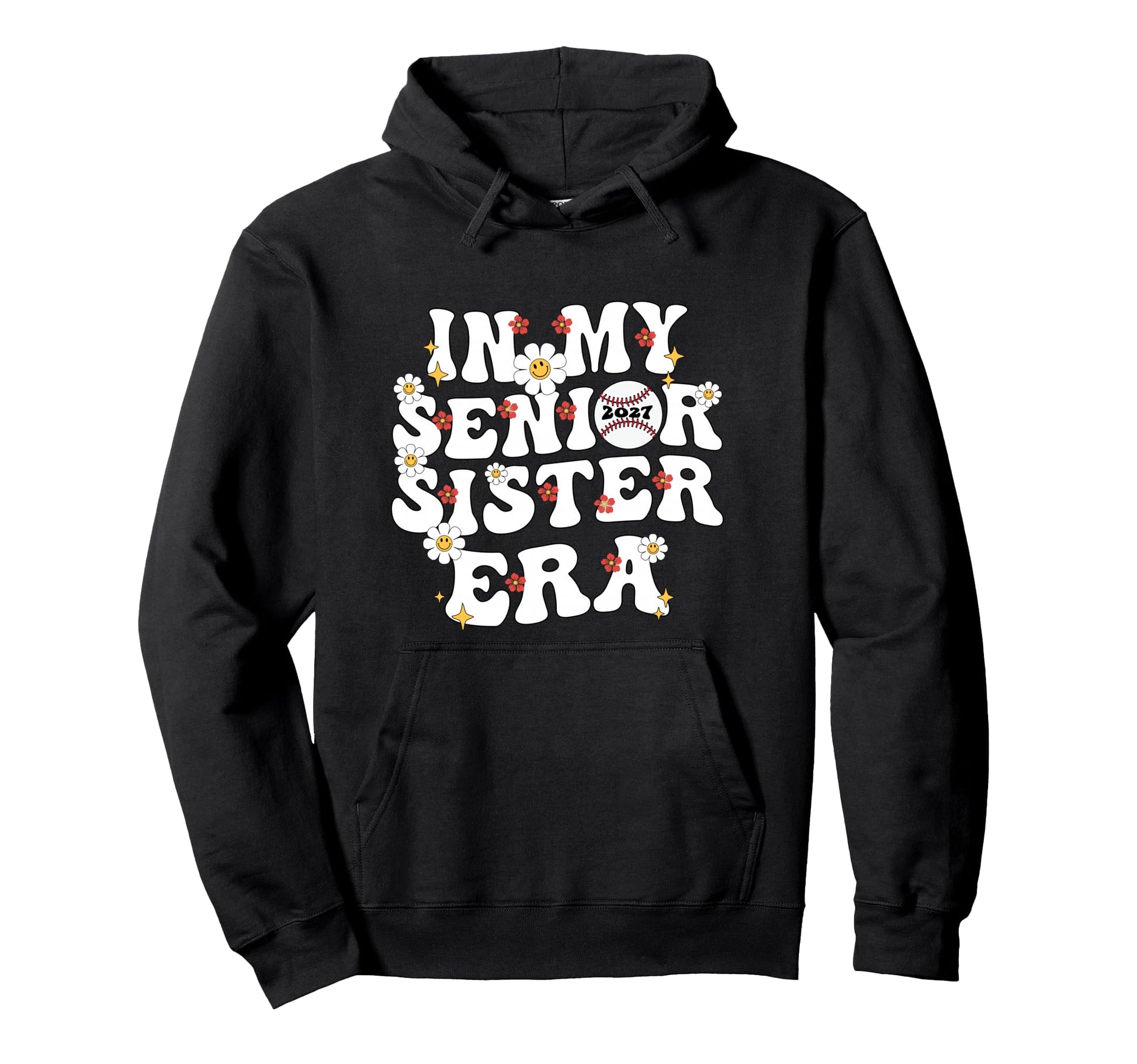 My Senior Sister Era Groovy Baseball Hoodie - Custom Art Print for Adults - T-Shirt, Sweatshirt, Hoodie