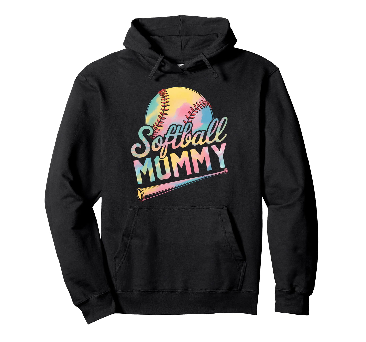Softball Mommy Tie Dye Mothers Day Hoodie - Custom Art Print Men Women - T-Shirt, Sweatshirt, Hoodie