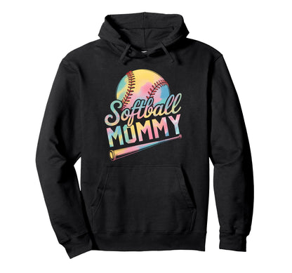 Softball Mommy Tie Dye Mothers Day Hoodie - Custom Art Print Men Women - T-Shirt, Sweatshirt, Hoodie