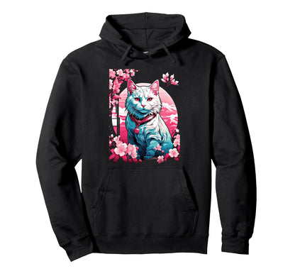 Anime Cat Japanese Vaporwave Aesthetic Hoodie - Graphic Print for Adults - T-Shirt, Sweatshirt, Hoodie
