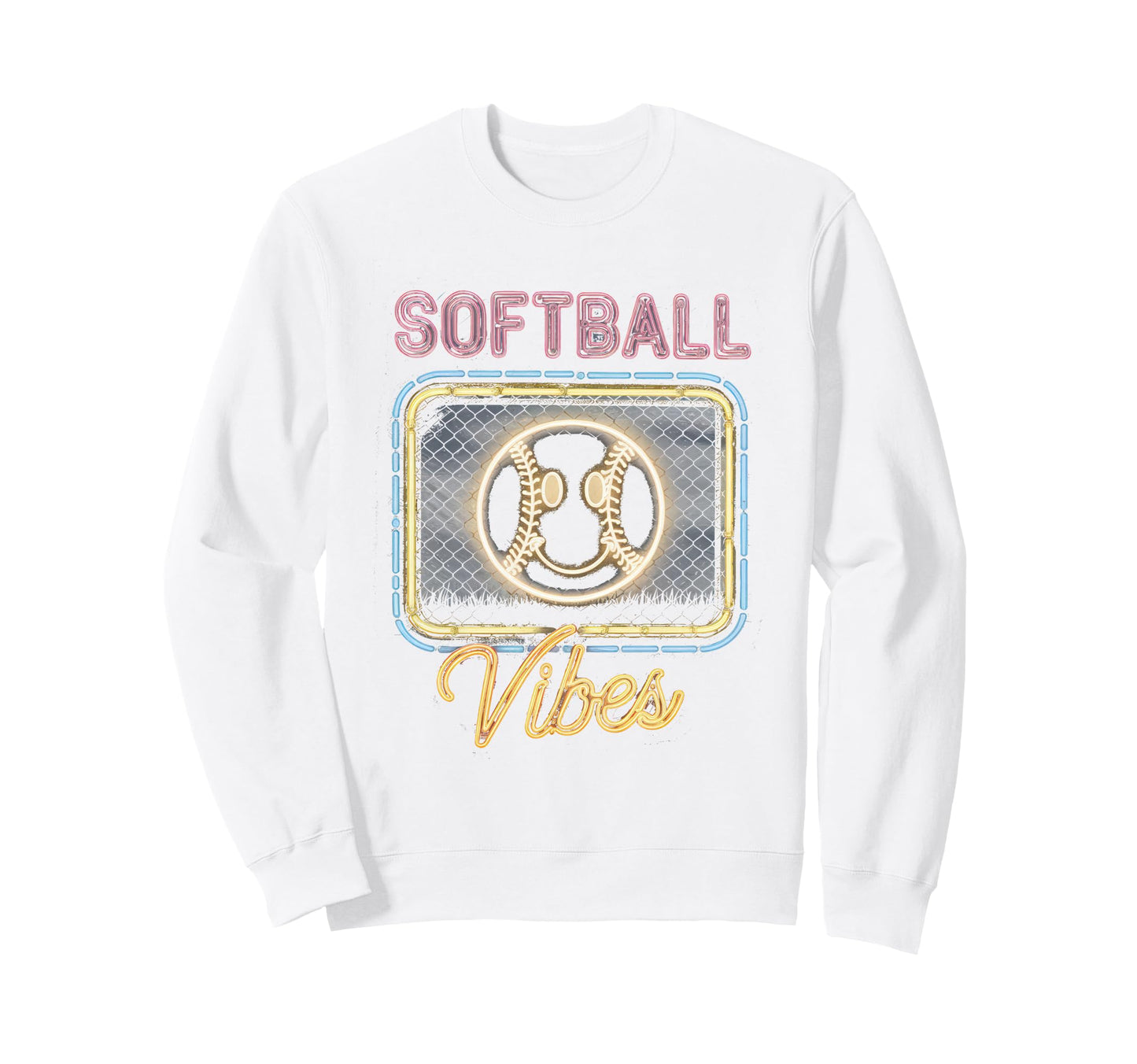 Softball Vibes Groovy Game Day Sweatshirt - Fun Novelty Design Unisex - T-Shirt, Sweatshirt, Hoodie