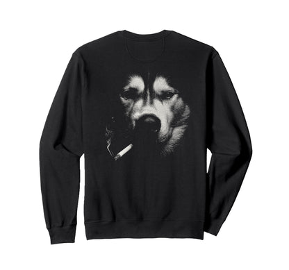 Siberian Husky Smoking Cigarette Sweatshirt - Unique Graphic Men Women - T-Shirt, Sweatshirt, Hoodie