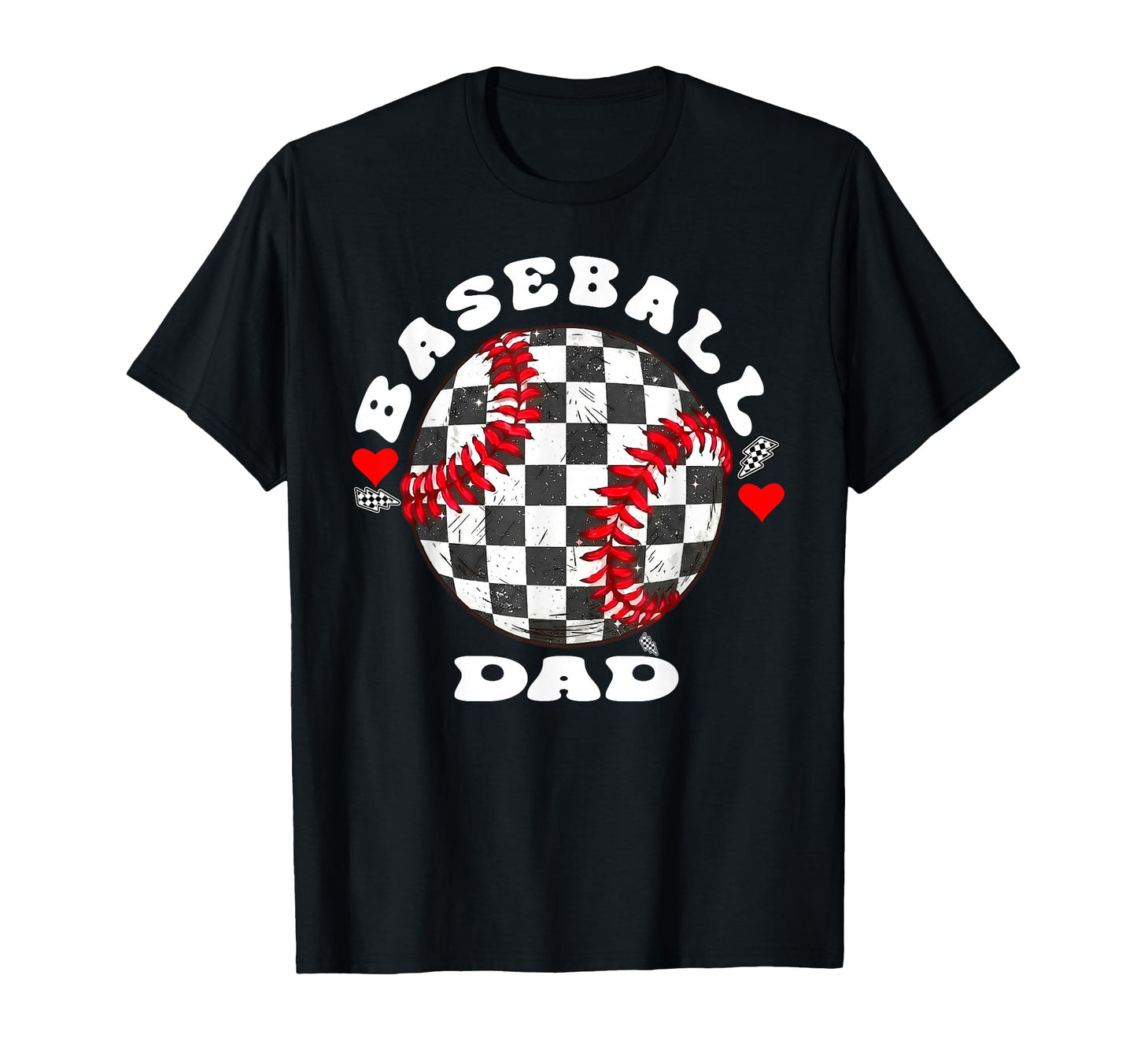 Baseball Papa Checkered Ball Father Daddy T-Shirt - Graphic Print Men Women - T-Shirt, Sweatshirt, Hoodie