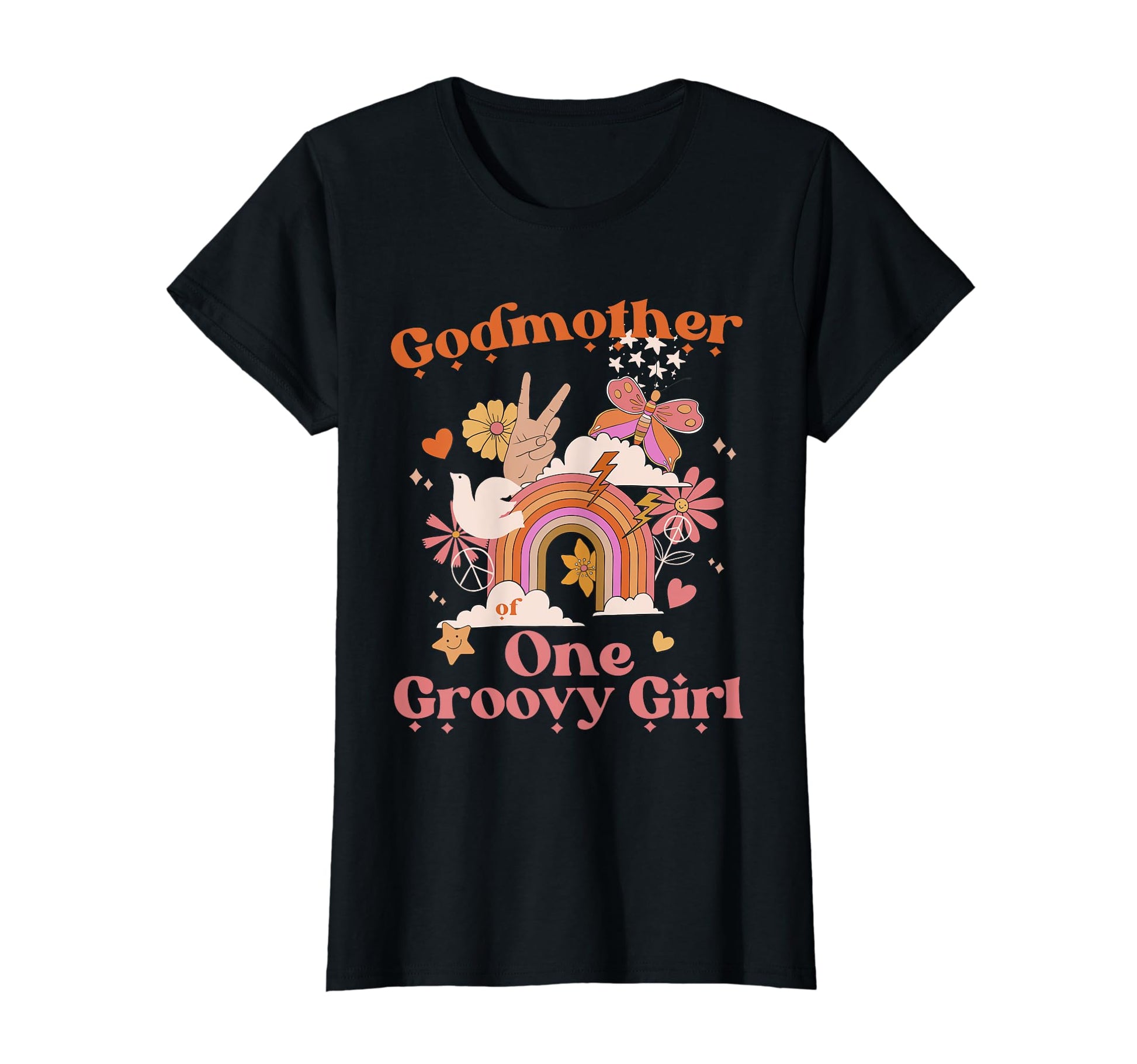 Godmother One Groovy Boho Hippie Rainbow T-Shirt - Minimalist Print Unisex - T-Shirt, Sweatshirt, Hoodie