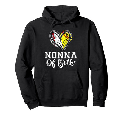 Nonna Both Baseball Softball Grandma Hoodie - Unique Graphic Men Women - T-Shirt, Sweatshirt, Hoodie