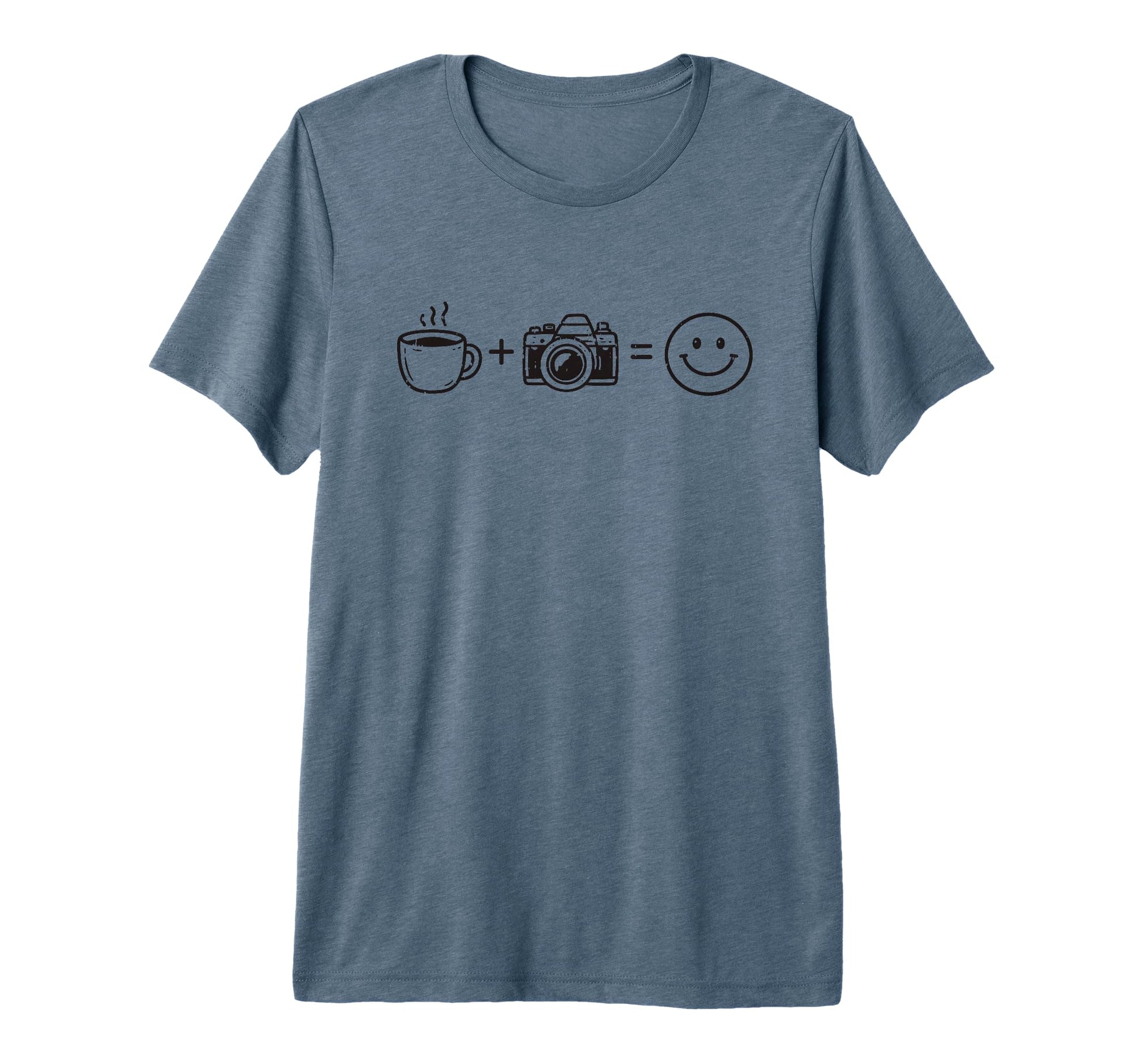 Funny Photographer Coffee Camera Happy T-Shirt - Minimalist Print Unisex - T-Shirt, Sweatshirt, Hoodie