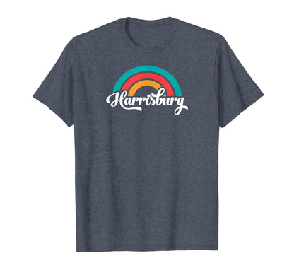Harrisburg Pa Script Rainbow T-Shirt - Novelty Apparel for Adults - T-Shirt, Sweatshirt, Hoodie