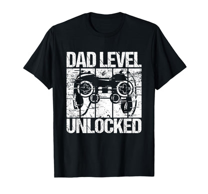 Dad Level Unlocked Gaming Controller T-Shirt - Trendy Graphic Men Women - T-Shirt, Sweatshirt, Hoodie