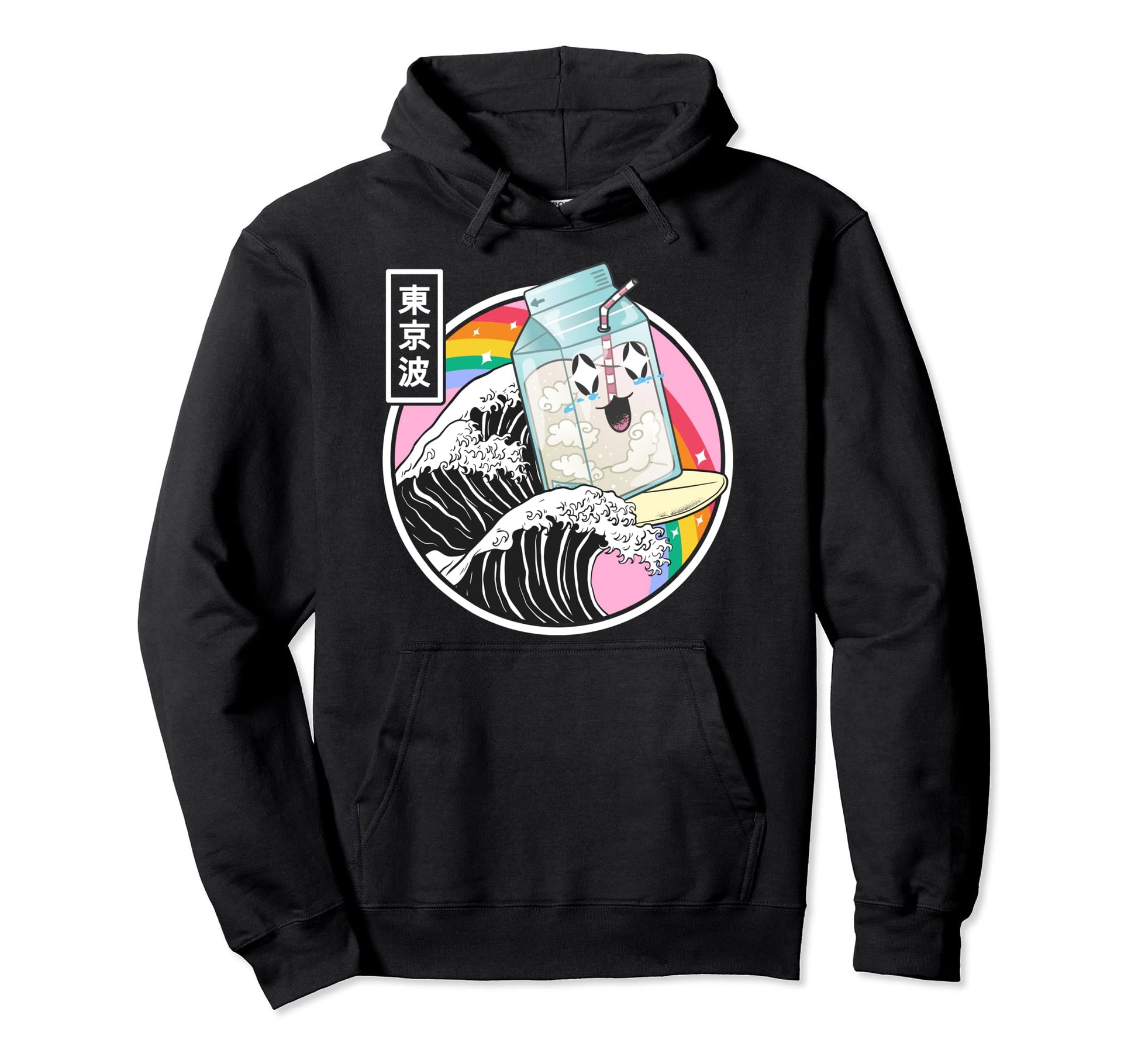 Surfing Milk Carton Kanagawa Wave Japan Hoodie - Custom Art Print Unisex - T-Shirt, Sweatshirt, Hoodie