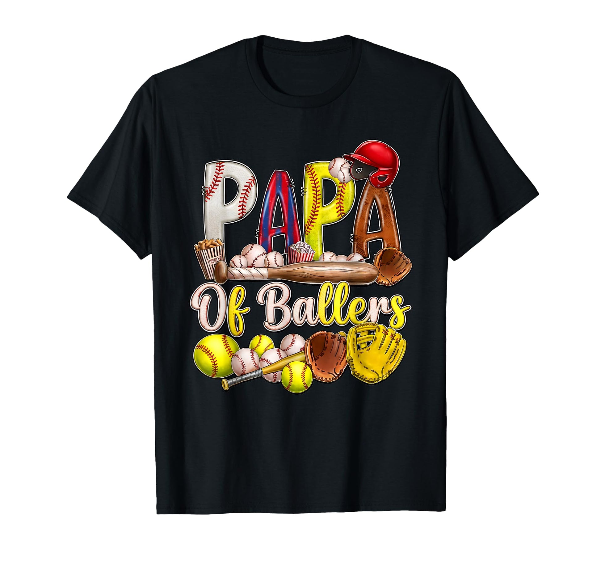 Papa Ballers Baseball Sooftball Dad T-Shirt - Aesthetic Graphic Unisex - T-Shirt, Sweatshirt, Hoodie