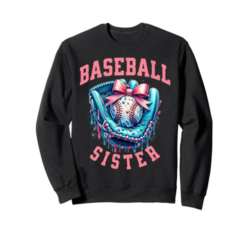 Baseball Sister Coquette Bow Cheer Sweatshirt - Fun Novelty Design Unisex - T-Shirt, Sweatshirt, Hoodie