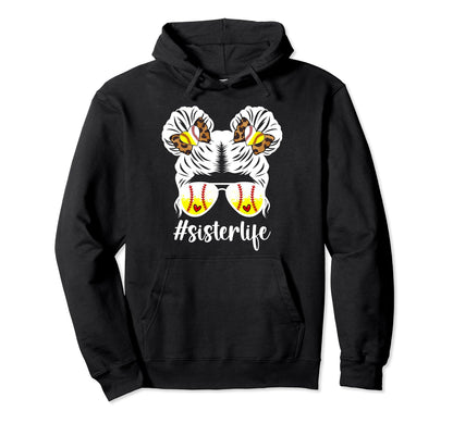 Sister Life Softball Baseball Sister Hoodie - Unique Graphic for Adults - T-Shirt, Sweatshirt, Hoodie