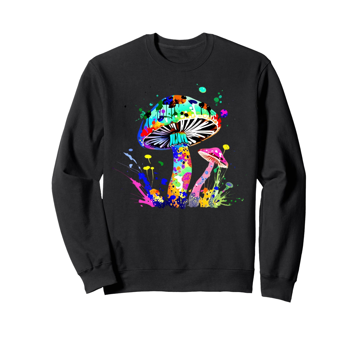 Colorful Mushroom Paint Splatter Fungi Sweatshirt - Unique Graphic Unisex - T-Shirt, Sweatshirt, Hoodie