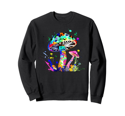 Colorful Mushroom Paint Splatter Fungi Sweatshirt - Unique Graphic Unisex - T-Shirt, Sweatshirt, Hoodie