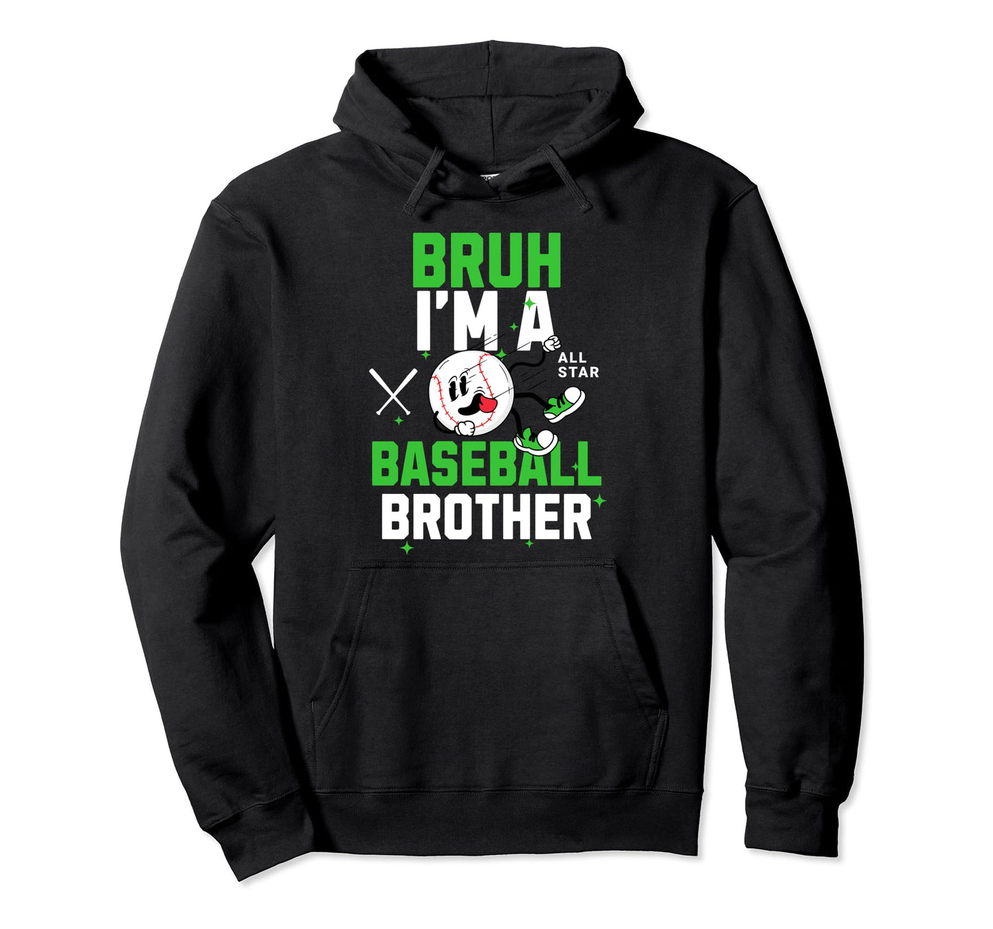 Bruh Baseball Brother Biggest Fan Hoodie - Casual Everyday Wear for Adults - T-Shirt, Sweatshirt, Hoodie
