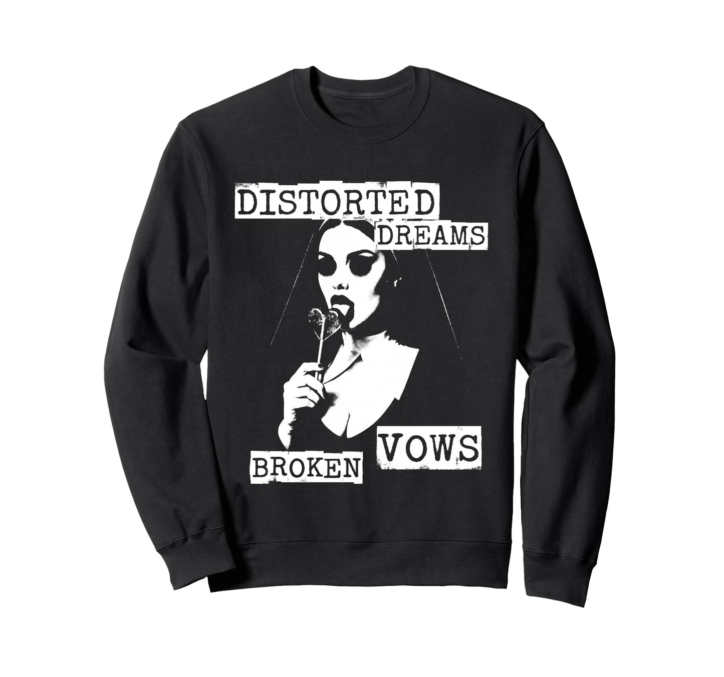 Punk Goth Nun 90S Grunge Distressed Sweatshirt - Trendy Graphic for Adults - T-Shirt, Sweatshirt, Hoodie