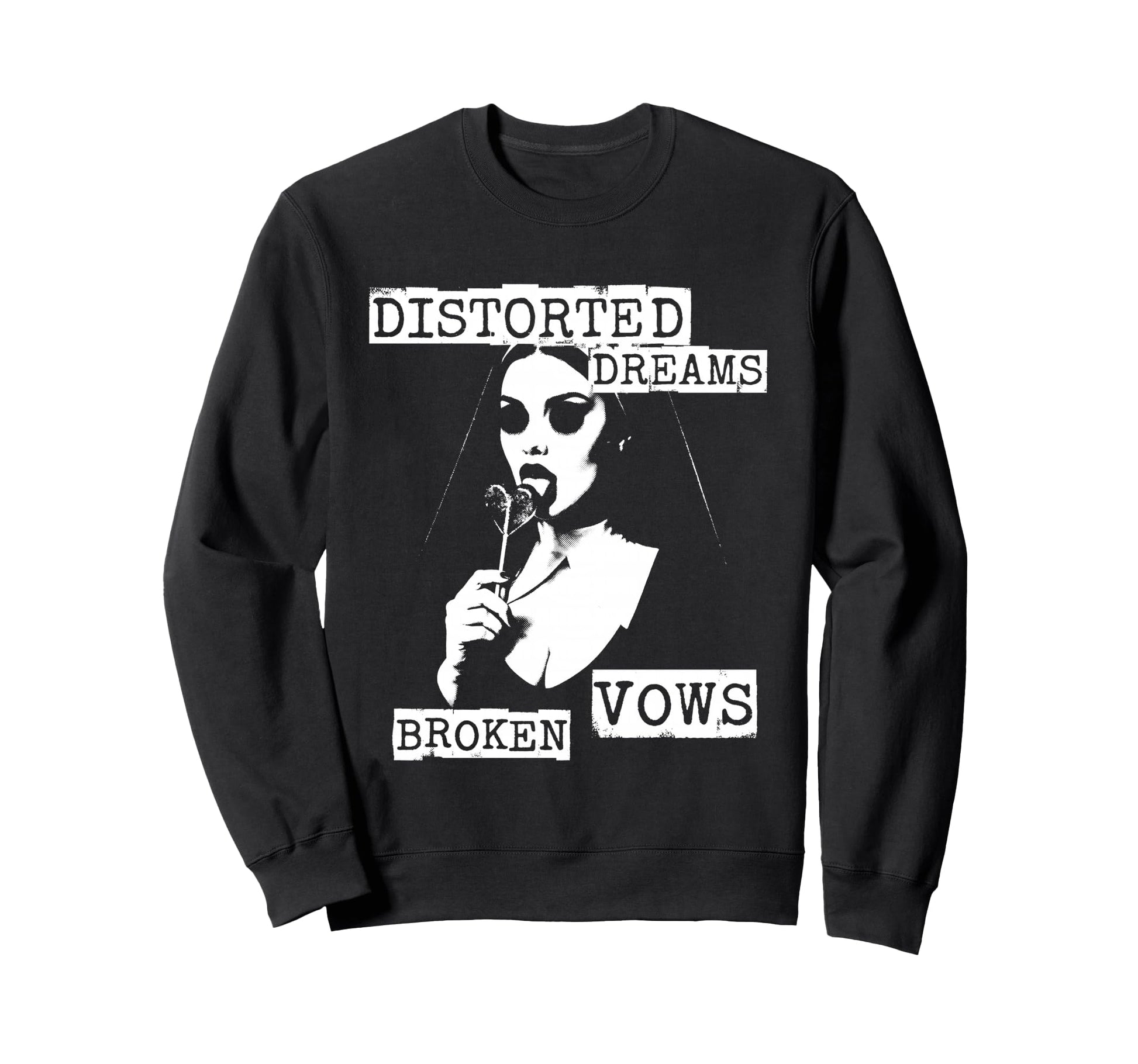 Punk Goth Nun 90S Grunge Distressed Sweatshirt - Trendy Graphic for Adults - T-Shirt, Sweatshirt, Hoodie