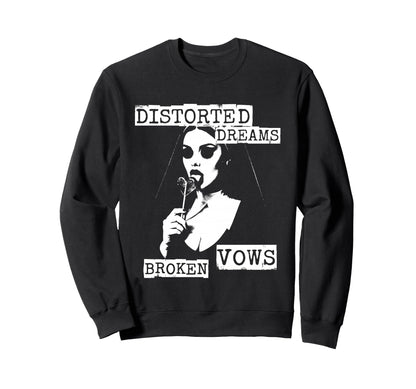 Punk Goth Nun 90S Grunge Distressed Sweatshirt - Trendy Graphic for Adults - T-Shirt, Sweatshirt, Hoodie