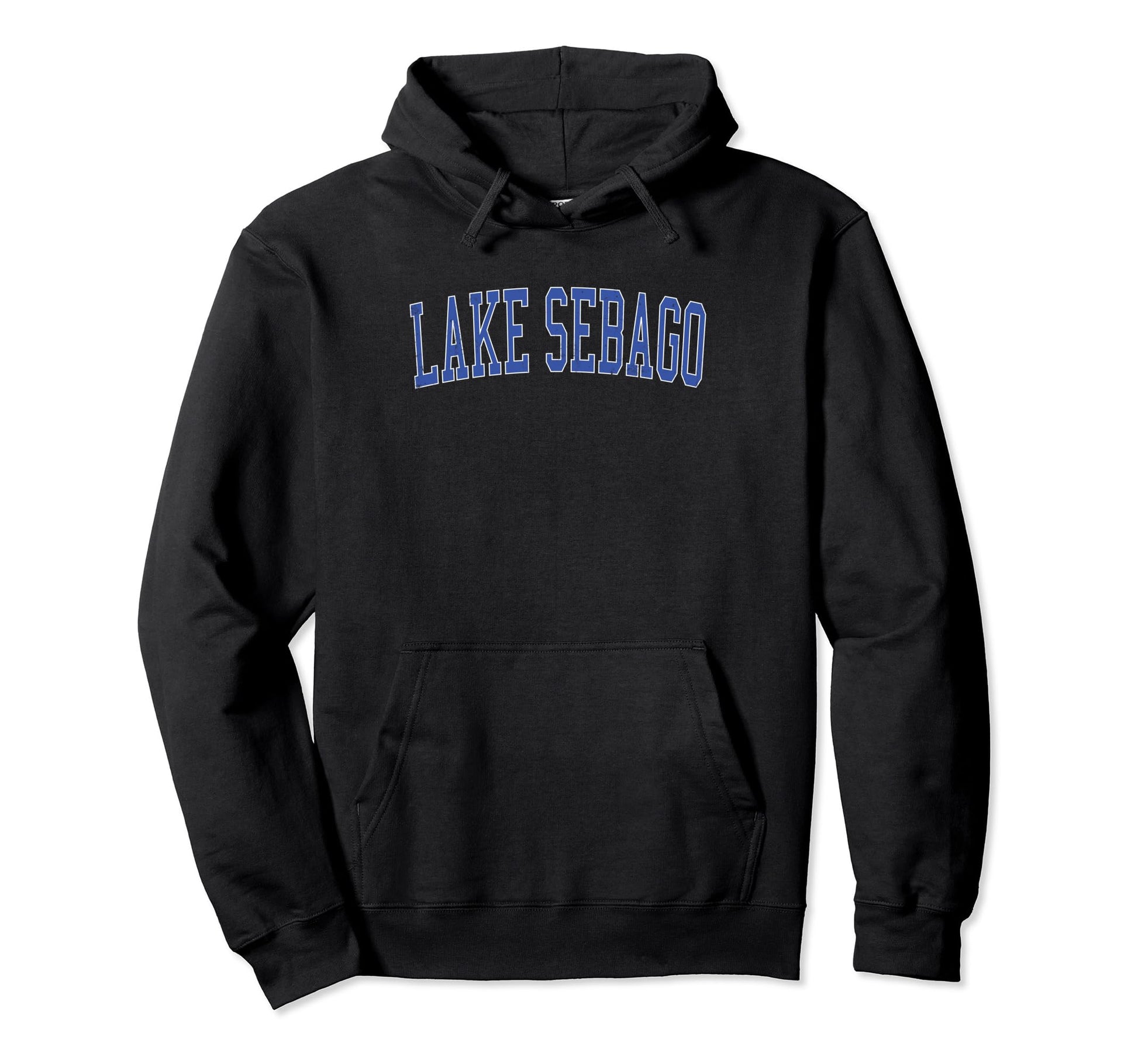 Lake Sebago Distressed Blue Varsity Hoodie - Novelty Apparel Men Women - T-Shirt, Sweatshirt, Hoodie