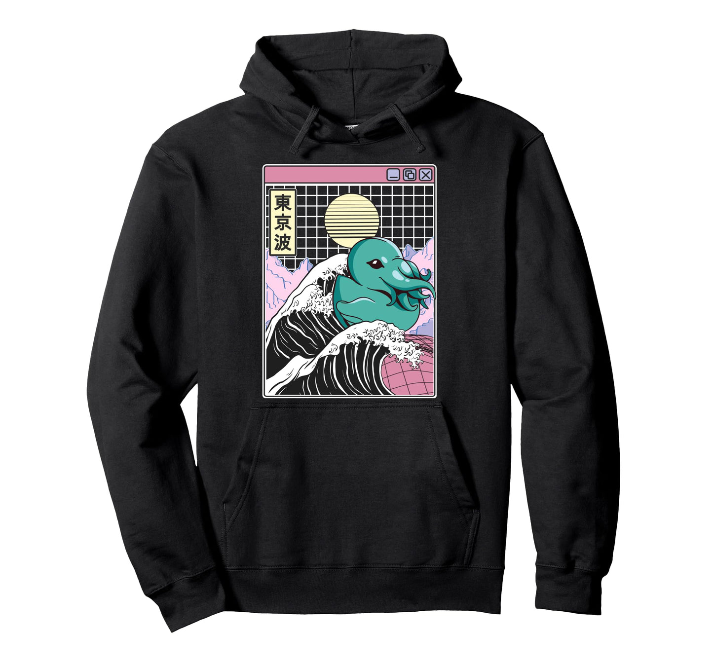 Sea Monster Rubber Duck Kanagawa Wave Hoodie - Minimalist Print for Adults - T-Shirt, Sweatshirt, Hoodie