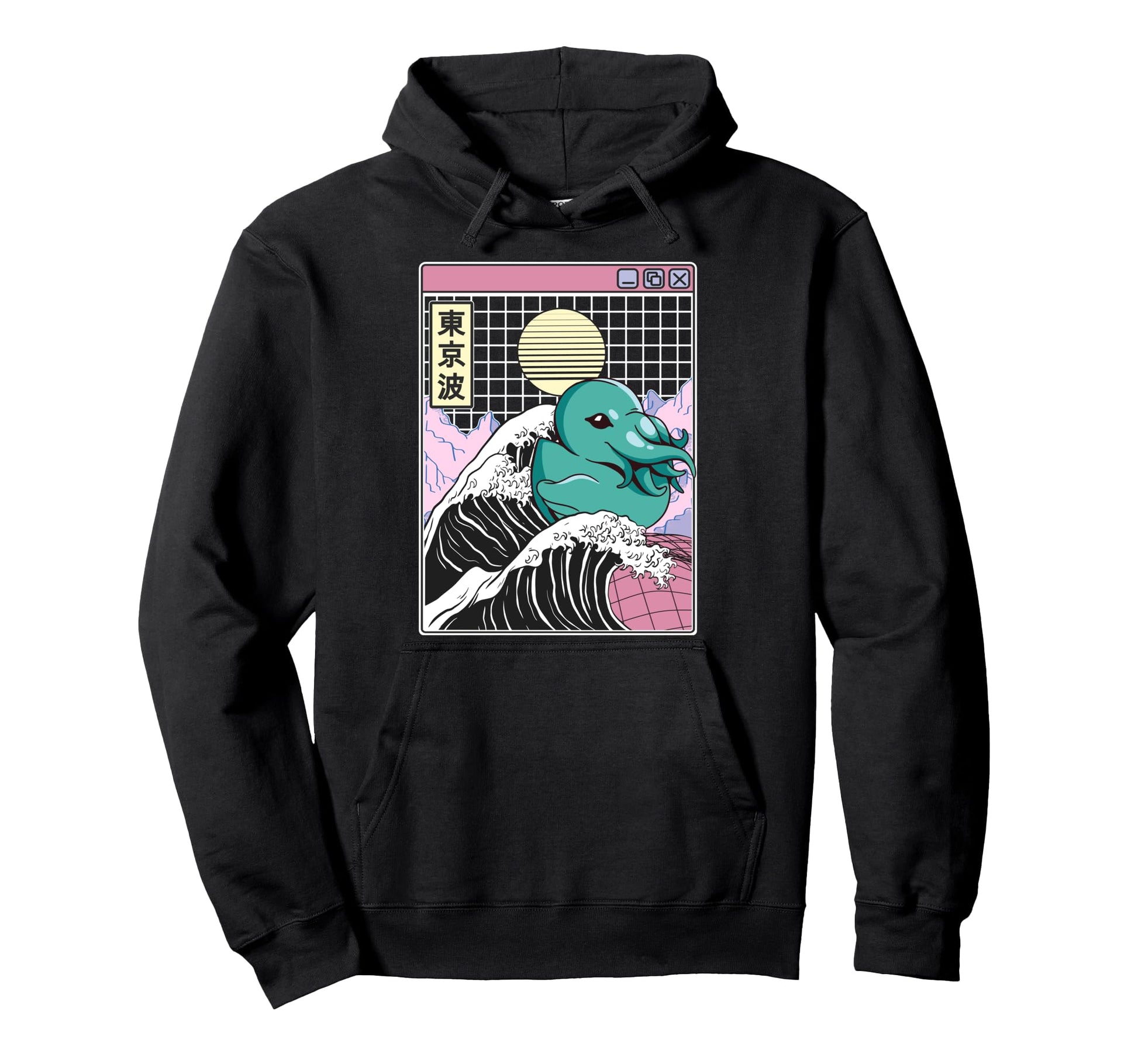 Sea Monster Rubber Duck Kanagawa Wave Hoodie - Minimalist Print for Adults - T-Shirt, Sweatshirt, Hoodie