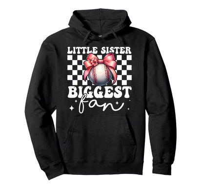 Baseball Sister Coquette Bow Little Hoodie - Graphic Print Men Women - T-Shirt, Sweatshirt, Hoodie