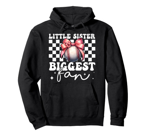 Baseball Sister Coquette Bow Little Hoodie - Graphic Print Men Women - T-Shirt, Sweatshirt, Hoodie